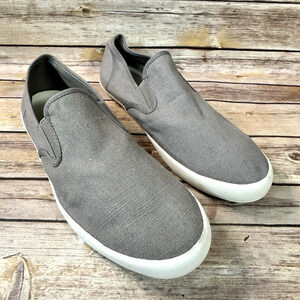 Seavees Mens Gray Vintage Washed Linen Slip On Casual Sneakers Size 12